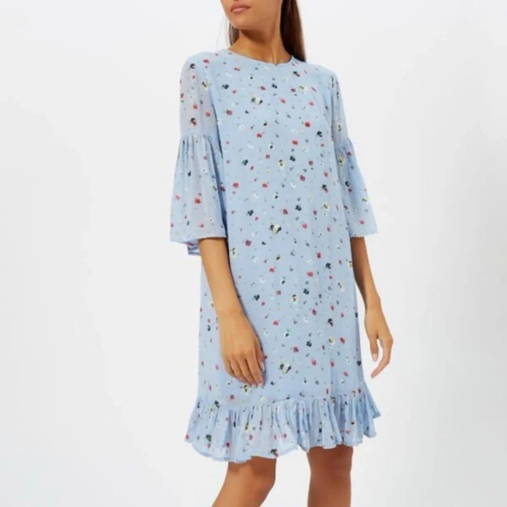 Ganni Light Blue Floral Dress